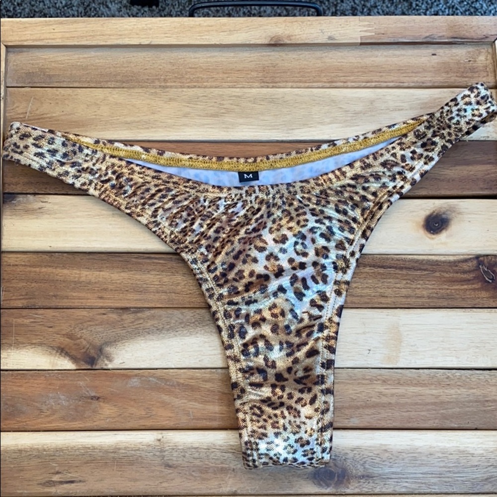 Metallic leopard thong